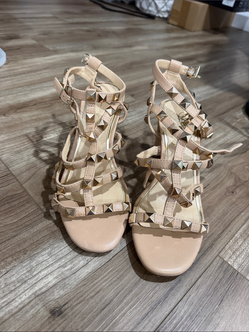 Jessica Simpson Blush Studded Strappy High Heel Sandals